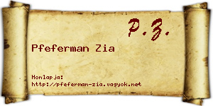 Pfeferman Zia névjegykártya
